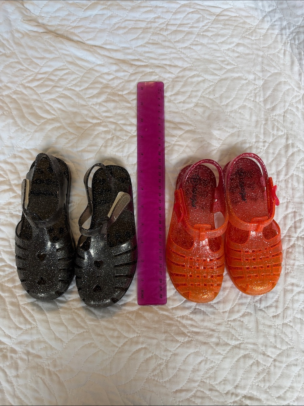 Kids Glitter Jelly Sandals Bundle- Pink/Orange and Black - ๐ sizing descriptio